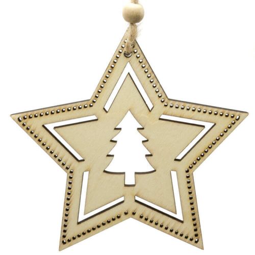 Karácsonyfadísz fából (natúr csillag)  -  vásároljon online minőségi fajátékokat