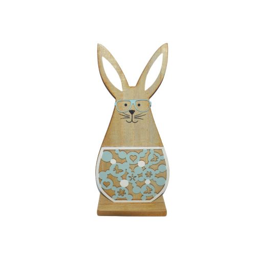 Húsvéti dekorációs figura (nyuszi szemüvegben kék virág és szív mintával)  -  vásároljon online minőségi fajátékokat