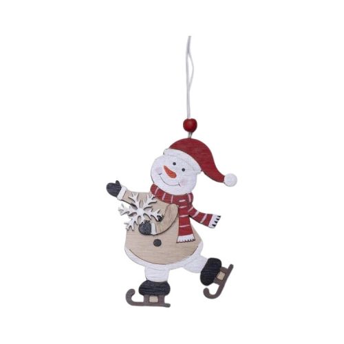 Karácsonyfadísz, korcsolyás hóember, barna ruhában  -  vásároljon online minőségi fajátékokat