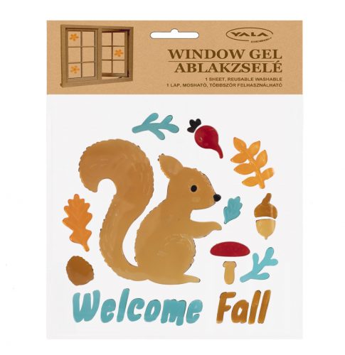 Zselés ablakdísz (mókus Welcome Fall feirattal)